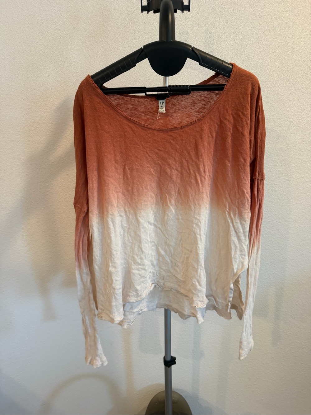We The Free Rust-to-White Dip-Dye Long Sleeve Top